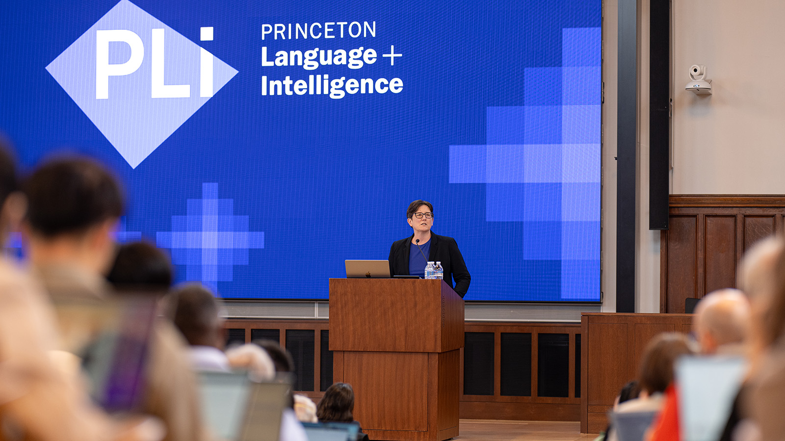 Jennifer Rexford at a podium in front of an audience.